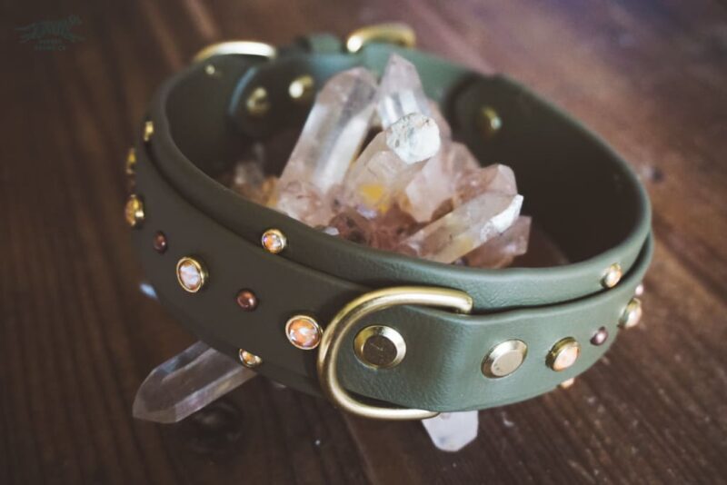 ZHENA 1.5" Crystal Studded Buckle Collar
