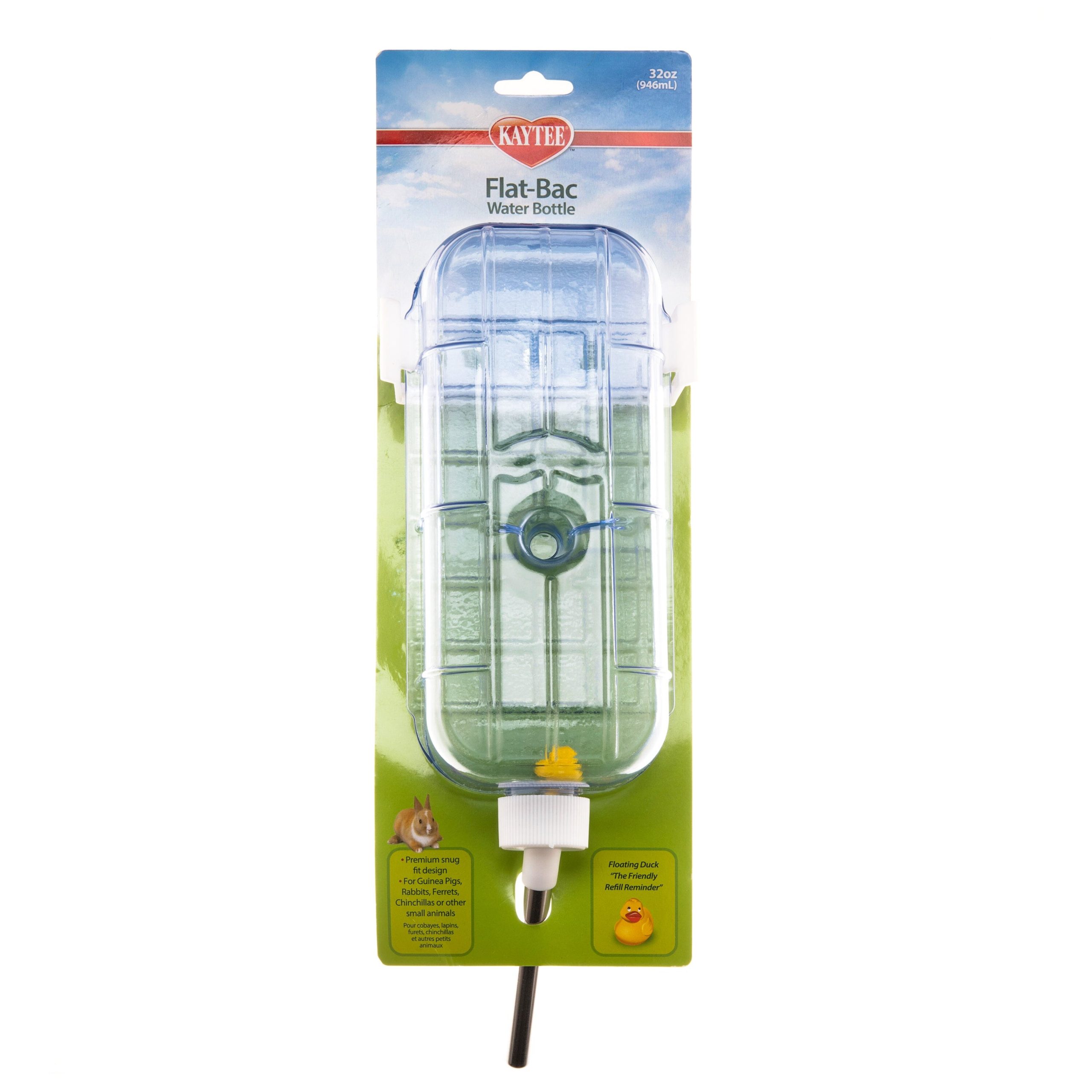 Kaytee Flat-Bac Water Bottle Clear - 32 Oz