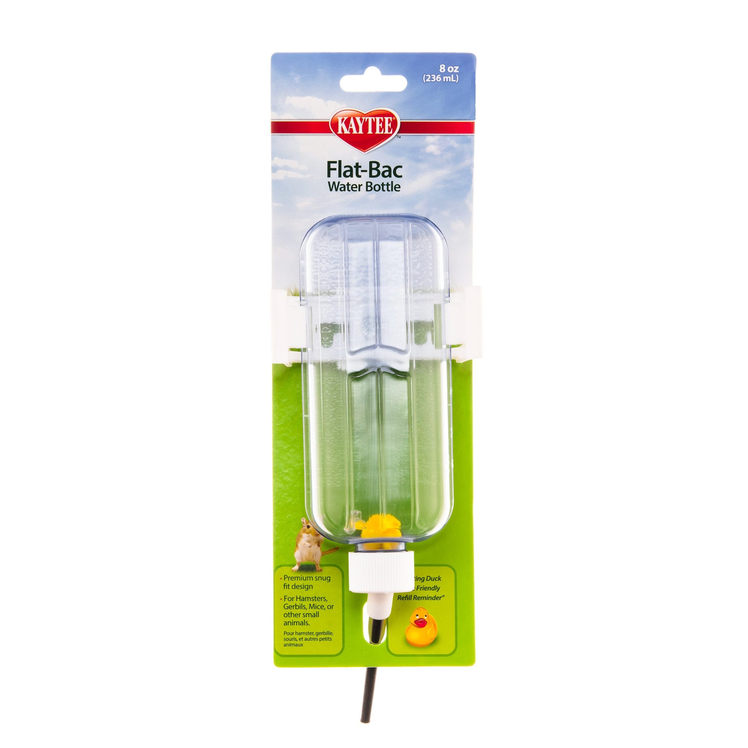Kaytee Flat-Bac Water Bottle Clear - 8 Oz