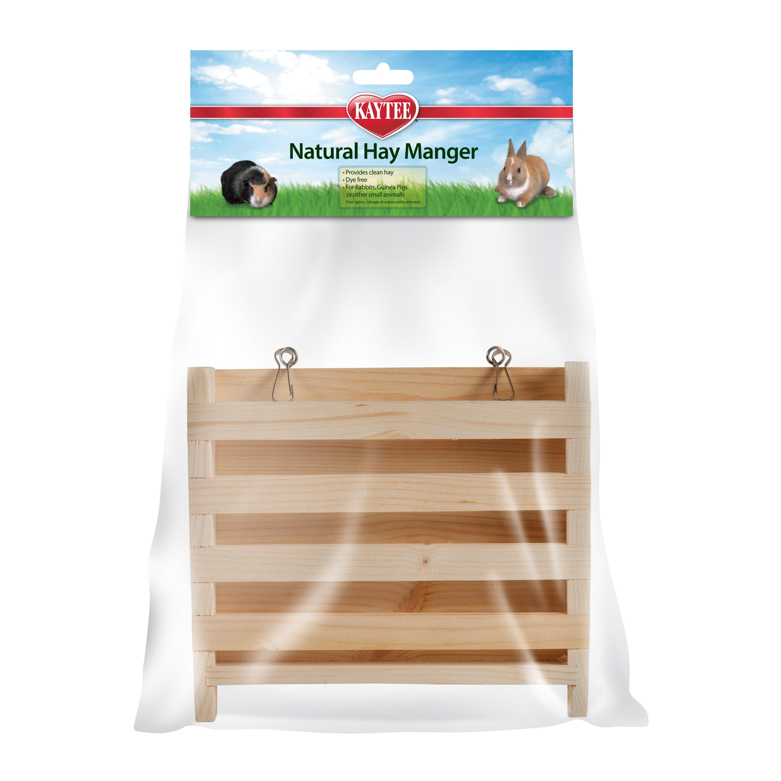 Kaytee Natural Wooden Hay Manger Wood Grain - Large